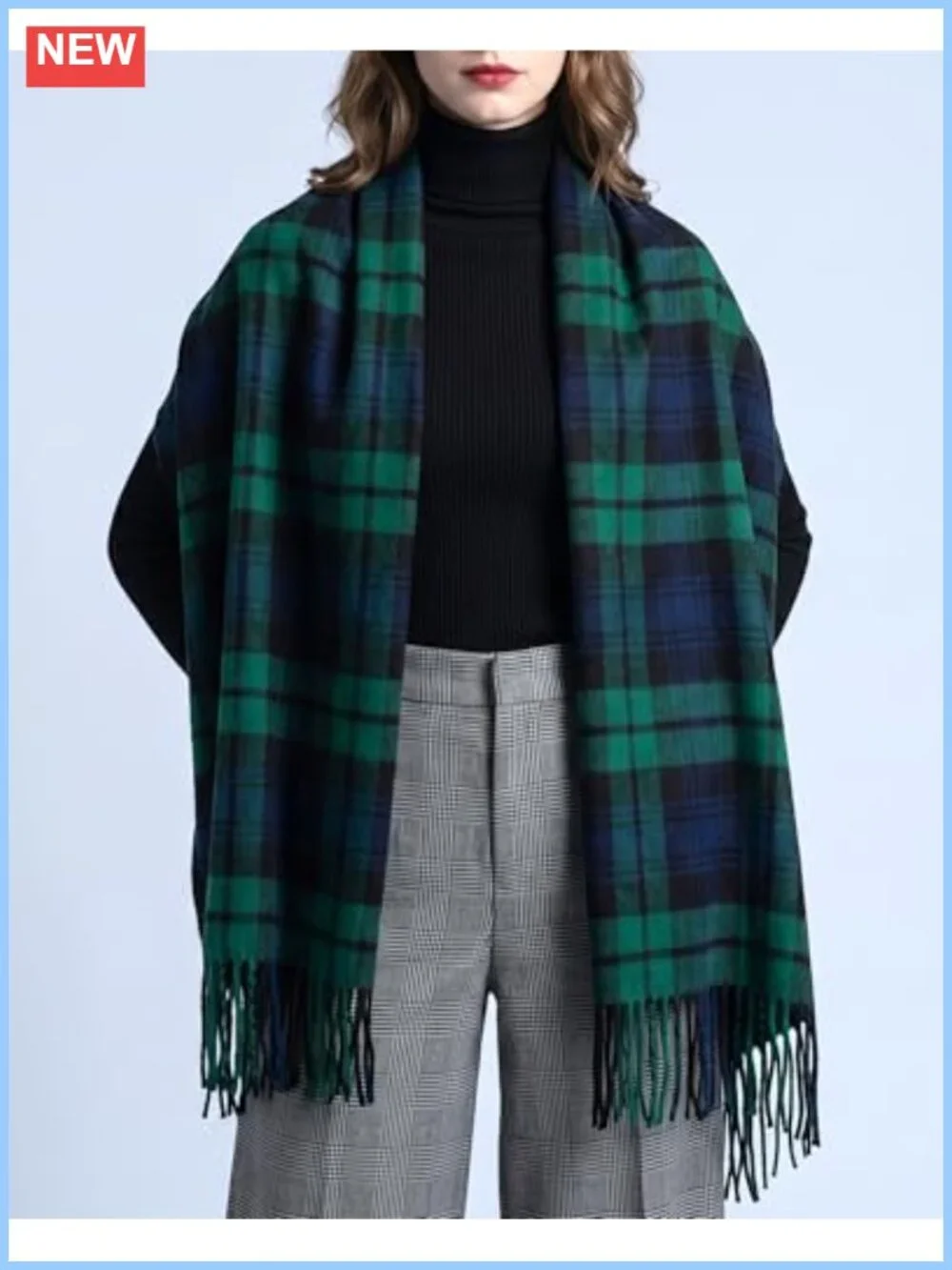 100% Viscose Plaid Shawl Wrap Scarf Cashmere Feel Tartan Winter Women
